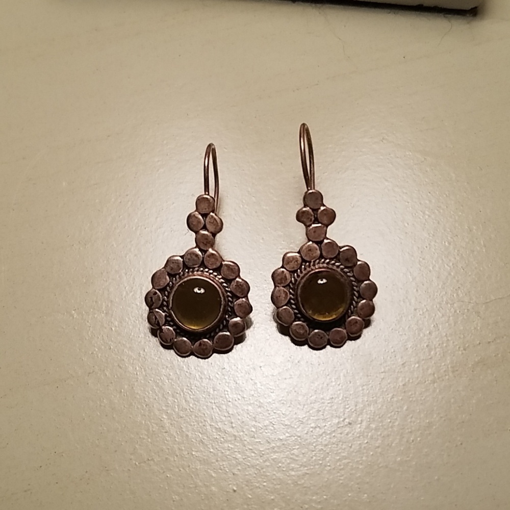 Silver Earrings with Yellow Citrine Stones
